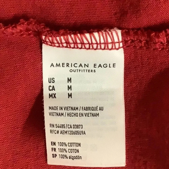 American Eagle Red Long Sleeve Tee Size Medium Preloved - Picture 7 of 7